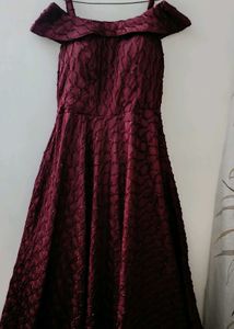 Burgundy Off-Shoulder Dress