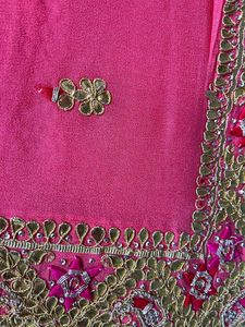 Pink Gottal Patti Sari - Pure Georgette