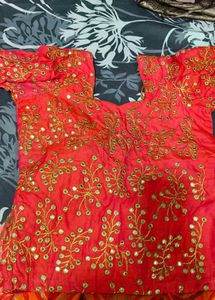 Beautiful Orange And Pink Lehanga Choli
