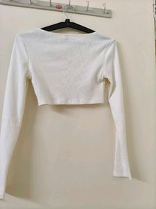 White Long Sleeve Crop Top