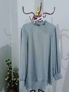 Sage Green Ruffle Neck Blouse