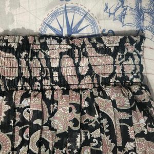 Cute Paisley Print Wide Leg Black Pants