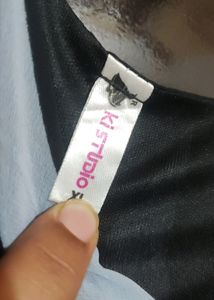 Black &amp; Grey Printed Crop Top For 36 Bust