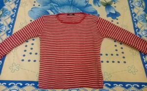 Red & White Striped Long Sleeve Top