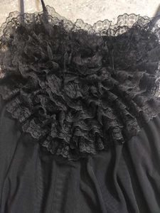 Black Lace Front Asymmetrical Mesh Top