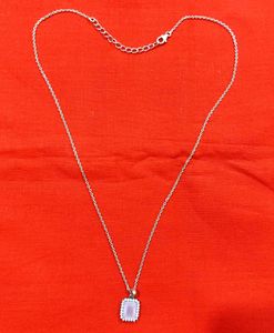 Rose Gold Necklace with Rectangular Pink Pendant