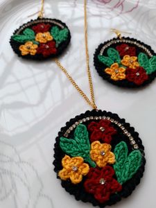 Crochet Treds Black Color With Multi Colors