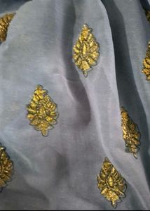 Elegant Grey Sequence Sari