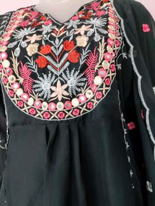 Embroidered Black Salwar Kameez Set