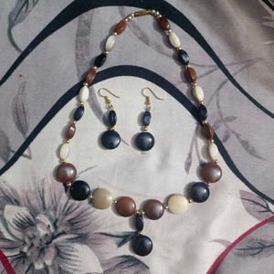 Vintage Beaded Necklace & Earring Set