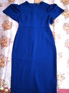 Blue Frill Cape Bodycon Dress