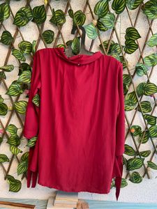 Red Asymmetrical Tunic Top