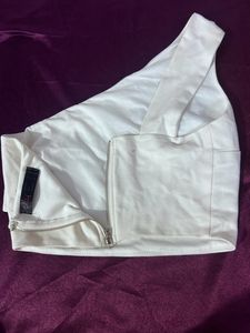 White One Shoulder Crop Top