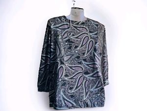 Imported Leaf Printed Western Party Top