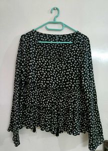 Black Floral Print Bohemian crop Top