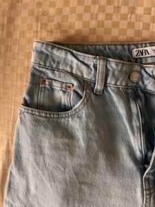 Zara High Rise Light Blue Mom Fit Jeans