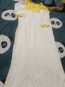 White And Yellow Ethnic Gown For Women