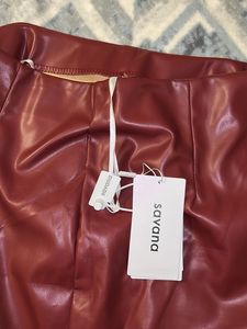 Burgundy Faux Leather Skirt