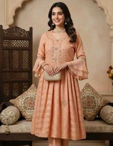 Peach Embroidered Dress