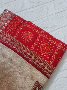 Elegant Red Bandhani Saree