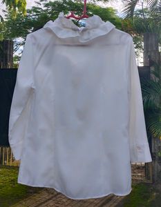 White Elegant Ruffle Shirt