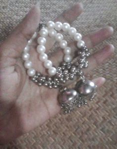 Pearl Beaded Bracelet with Silver Charm