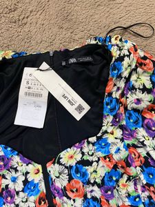 Zara overlap Floral Print Mini Dress