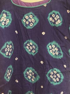 Vintage Blue Bandhani Print Kurti