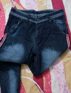 Stylish Jeans with Red Stripe