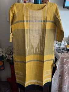 Yellow Checked Kurta-W