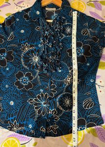 Floral Ruffle Front Shirt