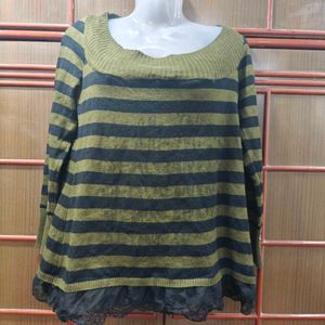 Striped Olive Green Sweater