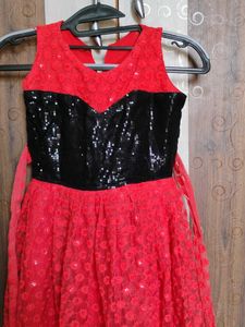 Red &amp; Black Girls&#39; Dress