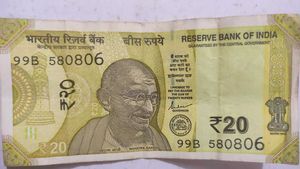 Unique Number On 20rs Note 580806 Lucky No.
