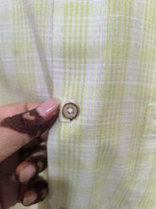 Peter England Yellow Checkered Shirt