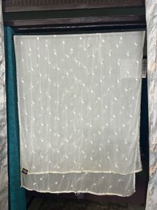White Embroidered dyeable Net Dupatta