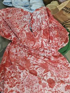 Red Floral Print Kimono Top