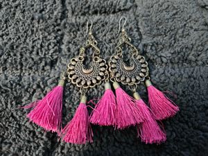 Pink Tassel Earrings