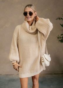 Turtle Neck Ribbed Jumper Sweater Dress