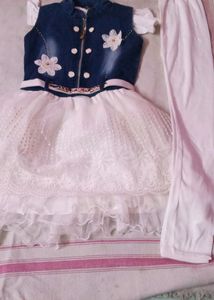 White Colour Frock And Legging