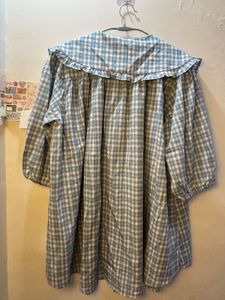 Cute Plaid Top with Ruffle Collar