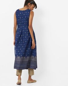 Navy Blue Sleeveless Kurta For Women