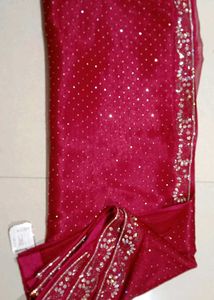 Red Beaded Saree