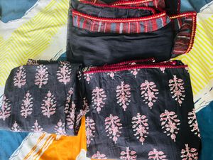 Elegant Black Printed Kurta Set