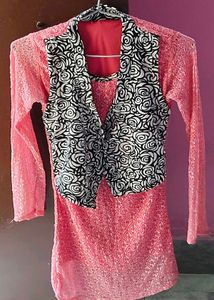 Pink Top with Floral Vest