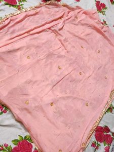 Peach Embroidered Sharara Suit