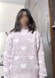 Oversized Korean Pink Heart Sweater