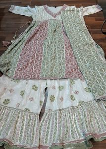 Elegant Designer Sharara Suit With Silver Work