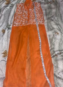Orange transparency Net Kurti