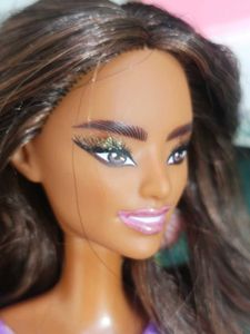 Autumn Brunette Barbie Doll in Cat Dress
